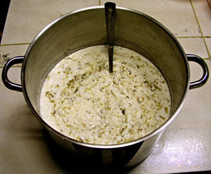 M&eacute;lange de la pr&eacute;paration.